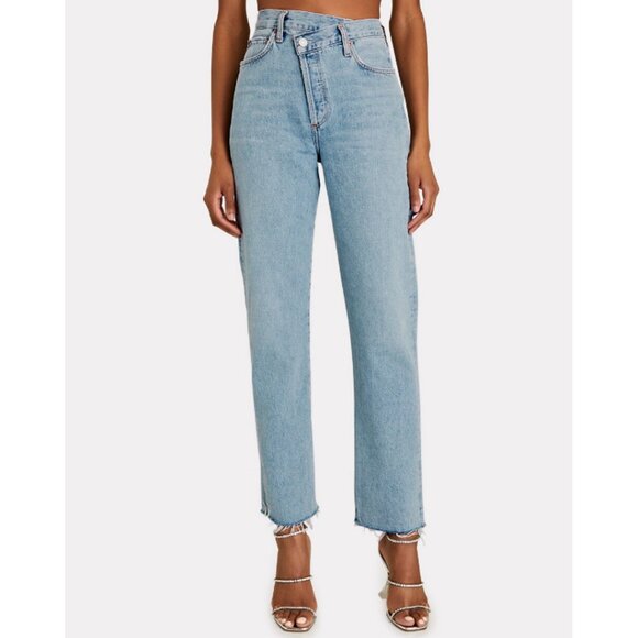 AGOLDE Women's Criss Cross Straight-Leg Jeans Size 24 Denim Light Wash - Picture 1 of 13